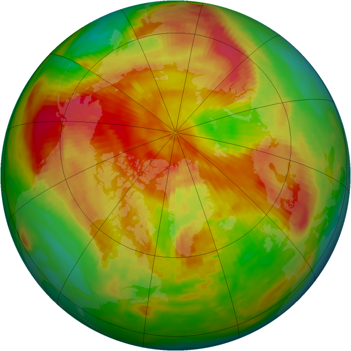 Arctic ozone map for 28 April 1985